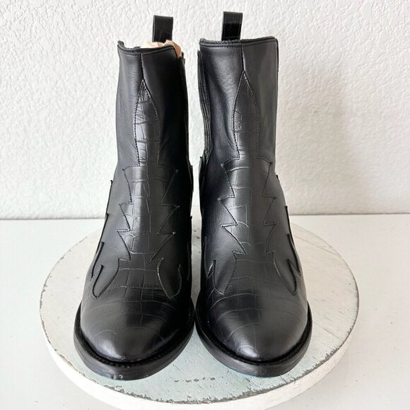 NEW Lane CHELSEA Womens Cowboy Bootie 11 Cowgirl Western Black Short Ankle Boots - Picture 5 of 12